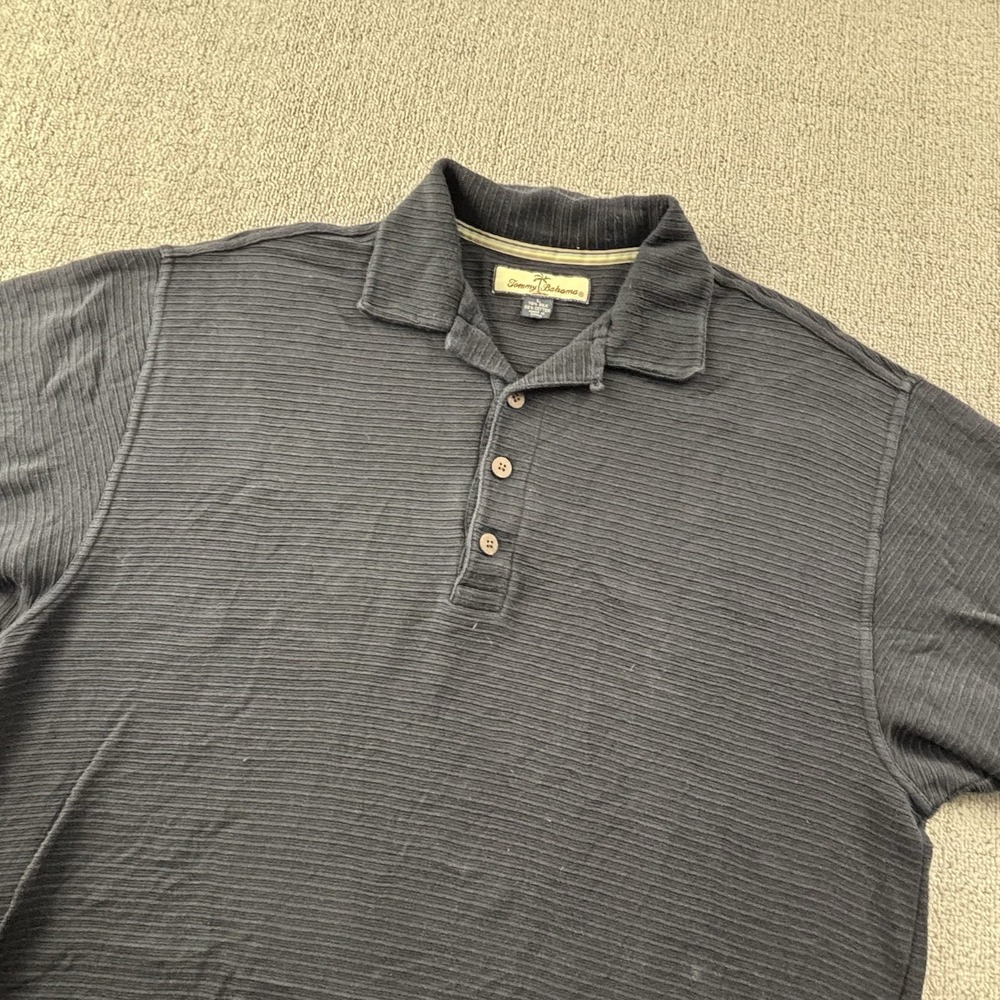 Tommy Bahama Polo Shirt Adult Large Black Short Sleeve Silk Blend Casual Men's - Picture 8 of 14
